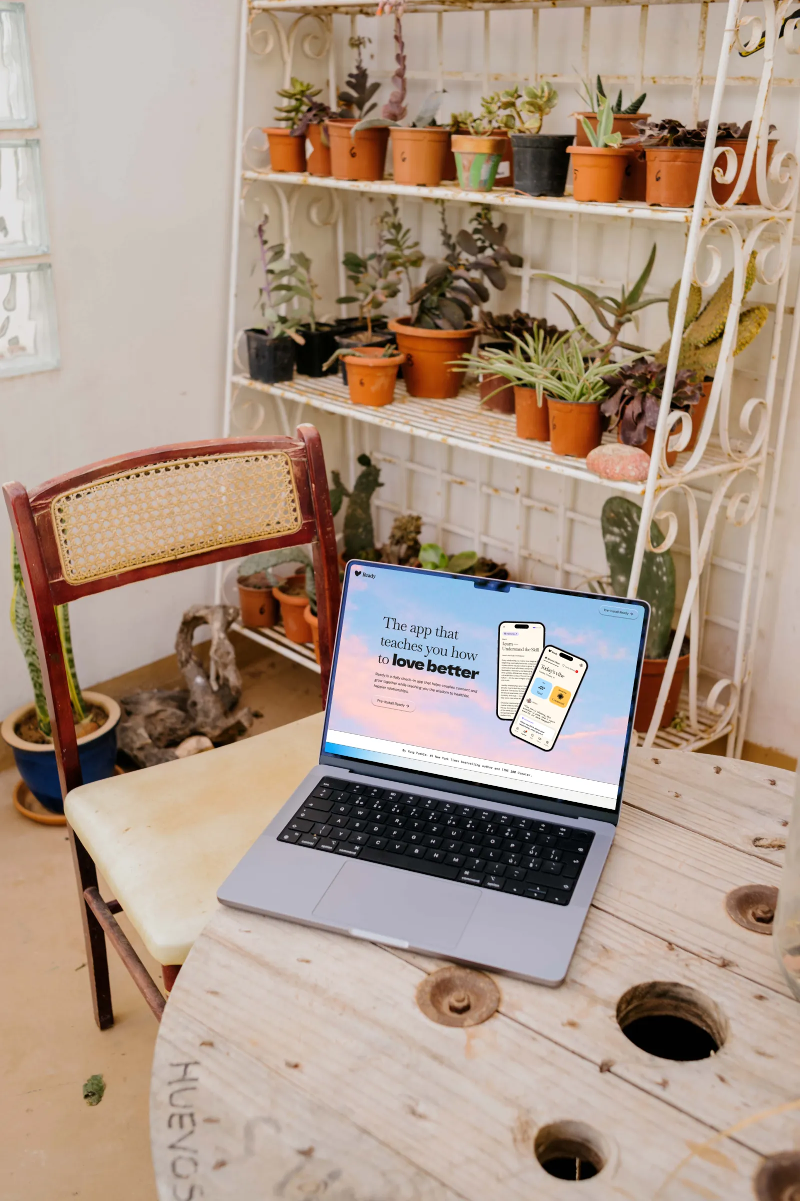 A laptop on a desk showing Ready Together team working together