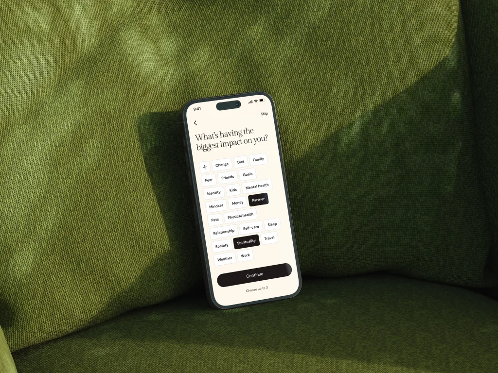 Person using Ready Together prototype on a phone, lying down